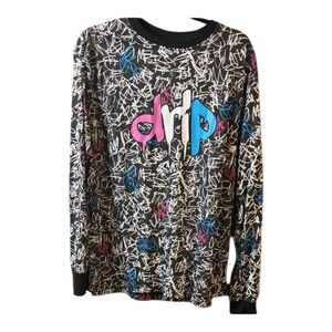 BlackJack Drip Art Long Sleeve Shirt - White and Black